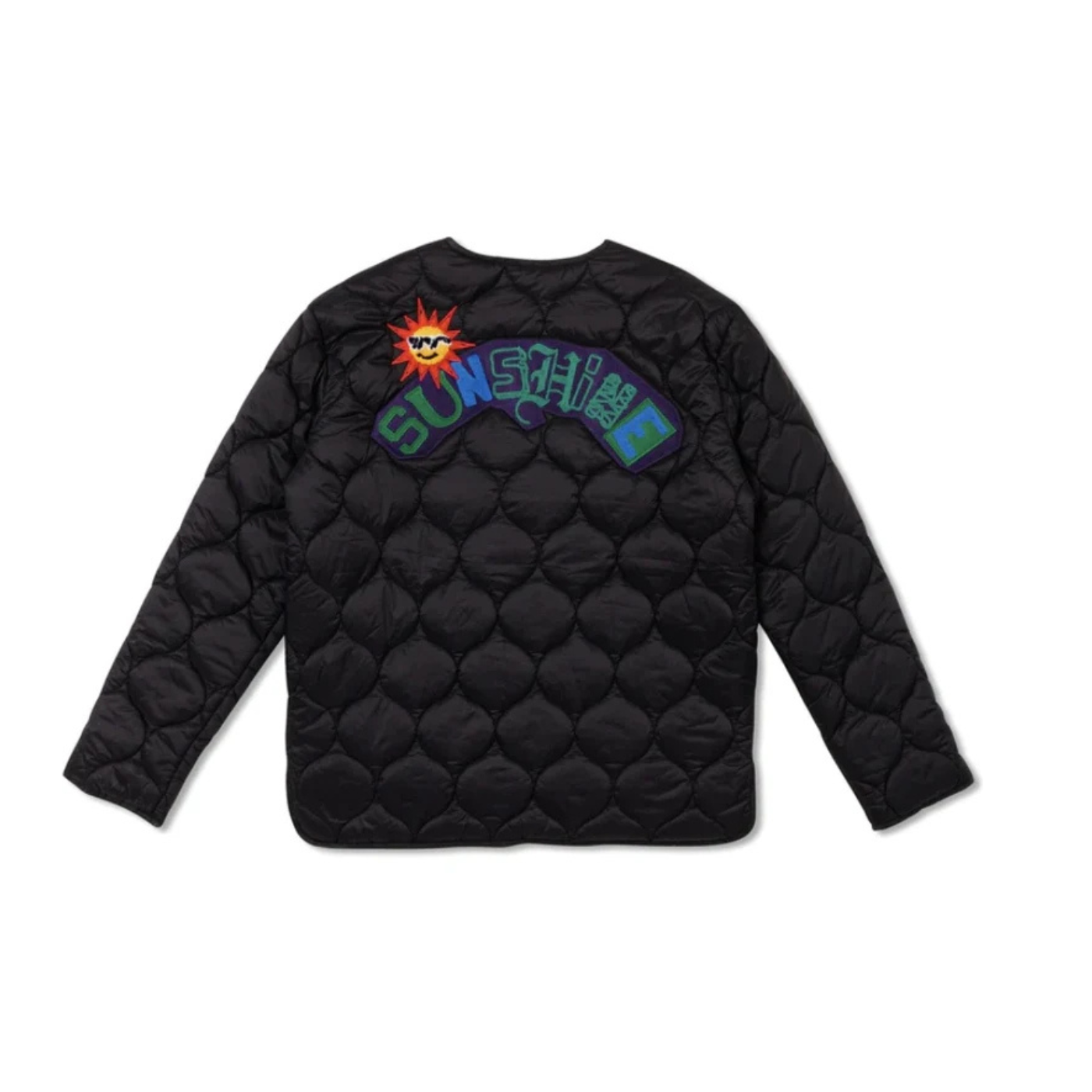 FIRST ROW VARSITY INSPIRED QUILTED JACKET BLACK