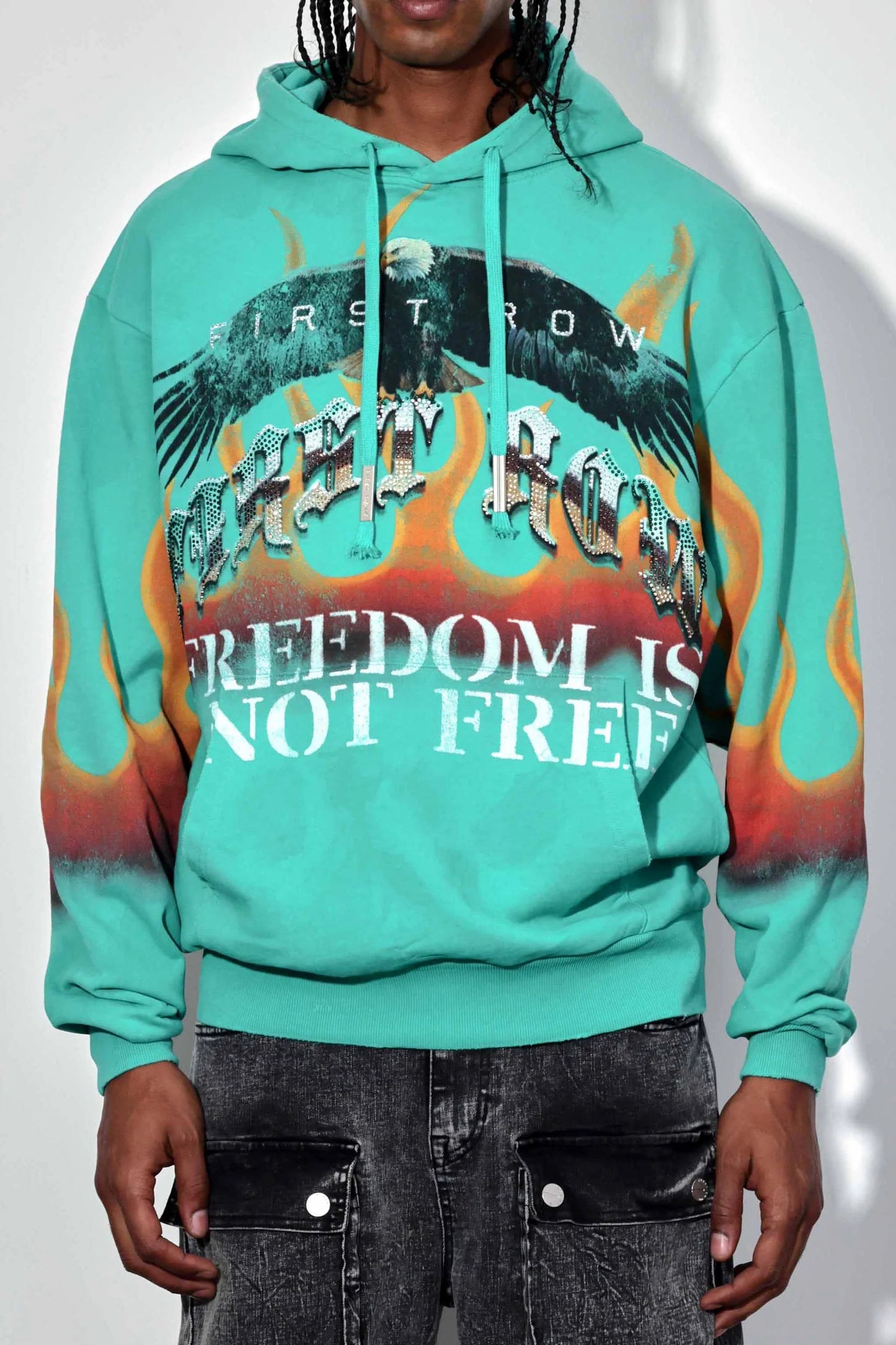 FIRST ROW FREEDOM IS NOT FREE FLAME WASHED HOODIE