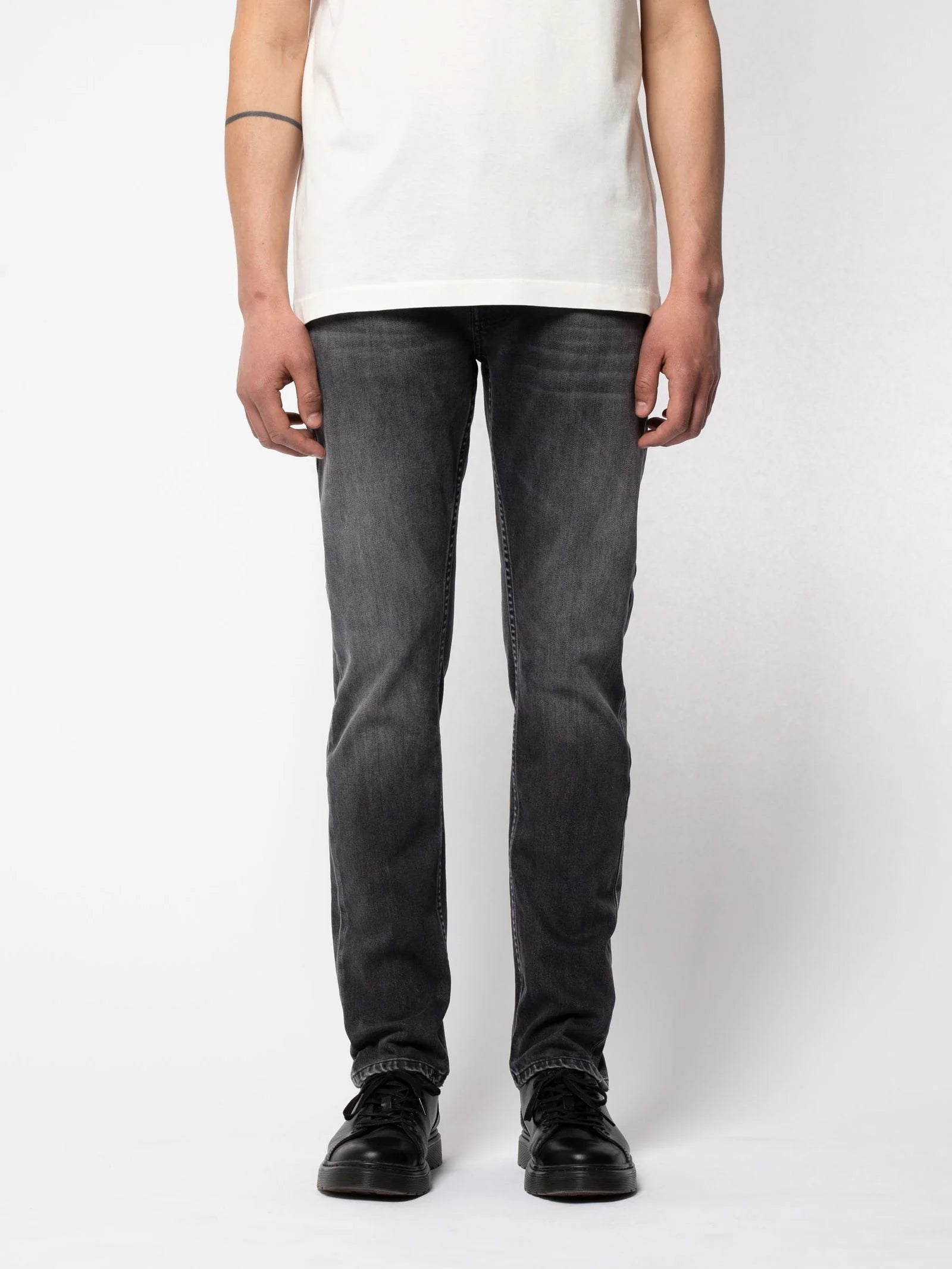 NUDIE JEANS LEAN DEAN BLACKEYES WASHED DENIM