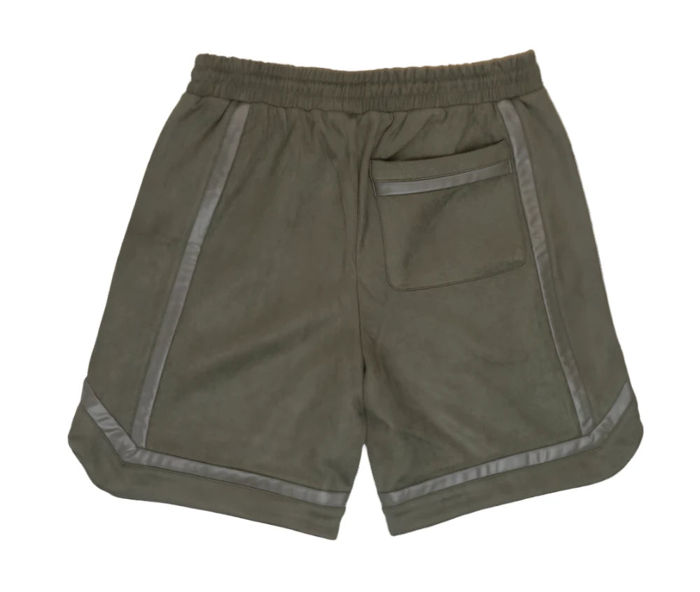 EPTM LEATHER SHORT WITH STRIPE TRIM